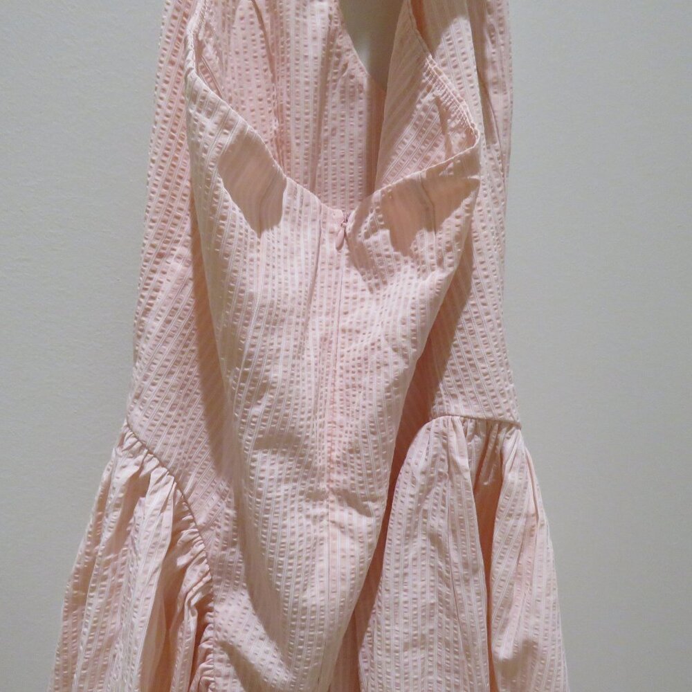 LUCY IN THE SKY Striped Crinkle Halter Dress in Pink Cocktail Pastel - Size M - Picture 11 of 15